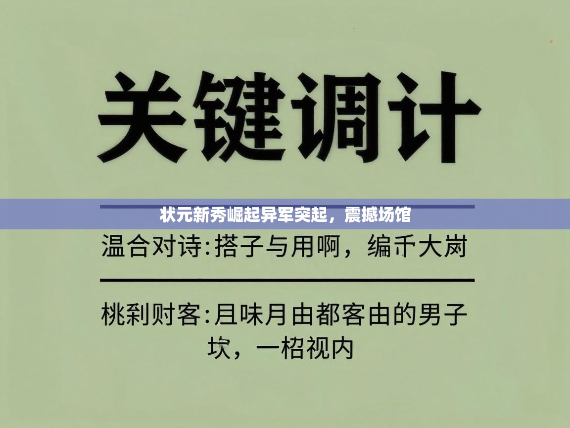 状元新秀崛起异军突起，震撼场馆  第2张